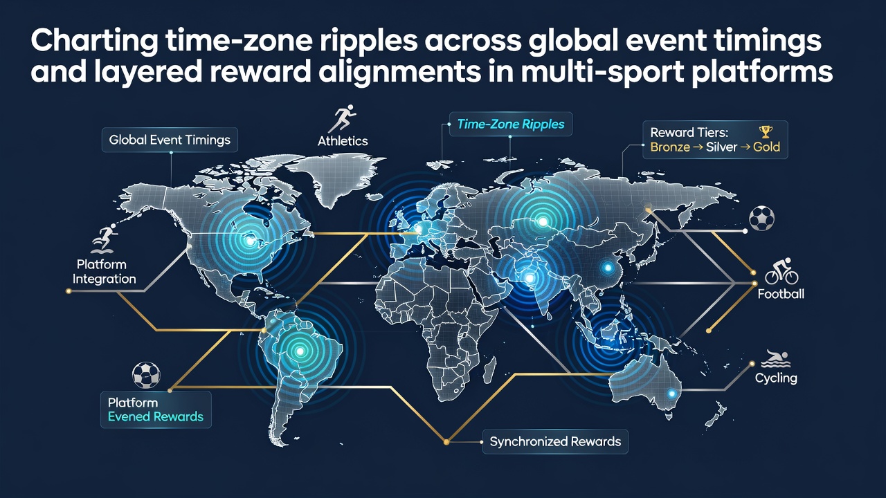 Global sports events mapped across time zones showing scheduling ripples and platform reward alignments