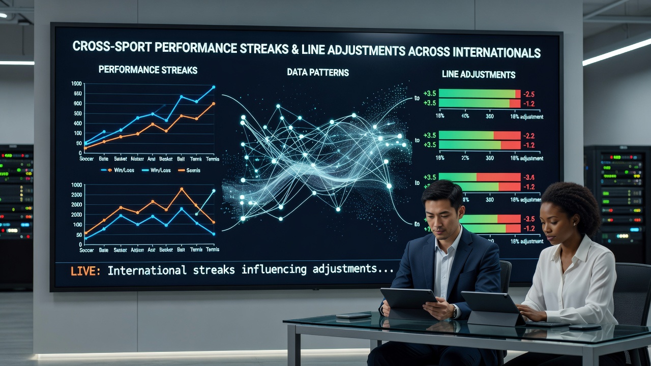 Detailed charts showing performance streak correlations and resulting line adjustments on niche wagering platforms
