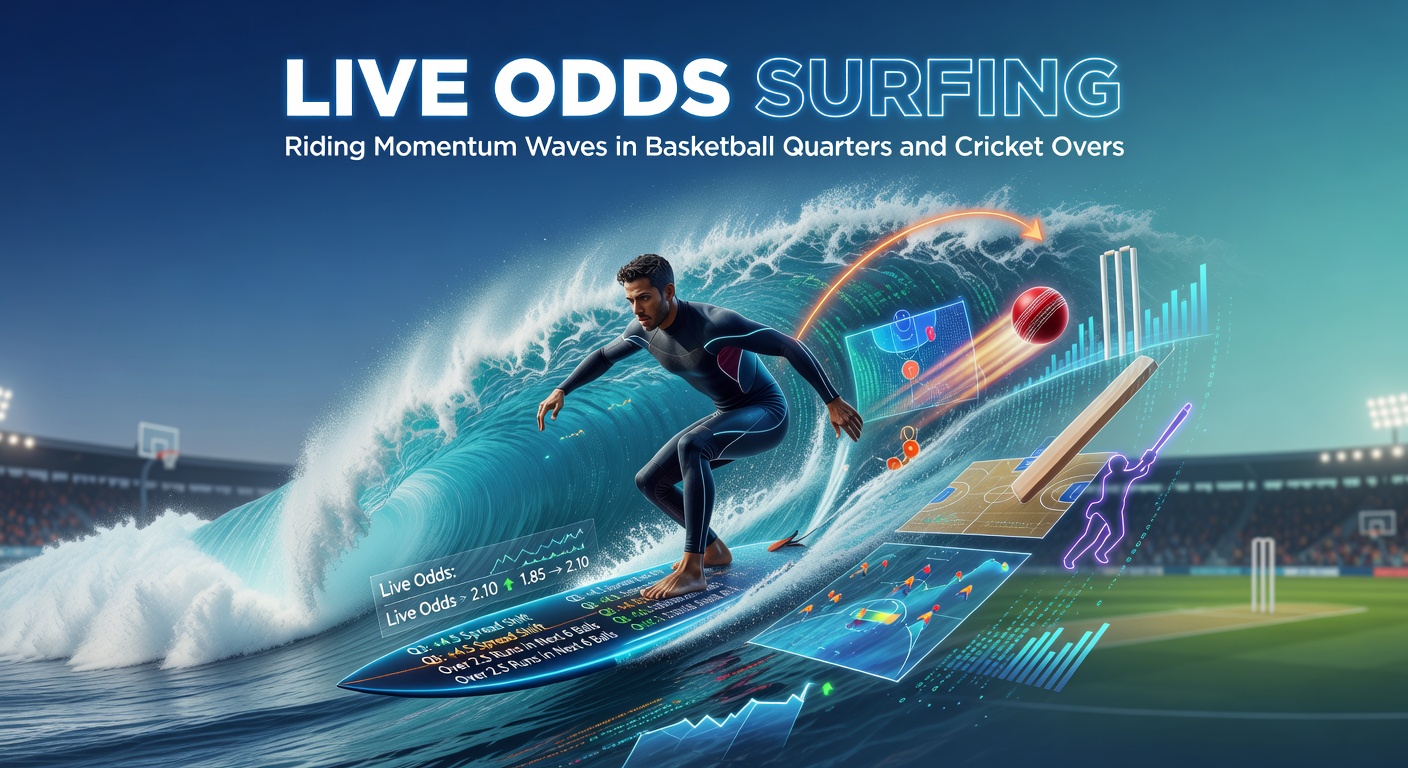Dynamic chart showing live odds fluctuations during a basketball quarter, with momentum waves highlighted in real-time betting interfaces