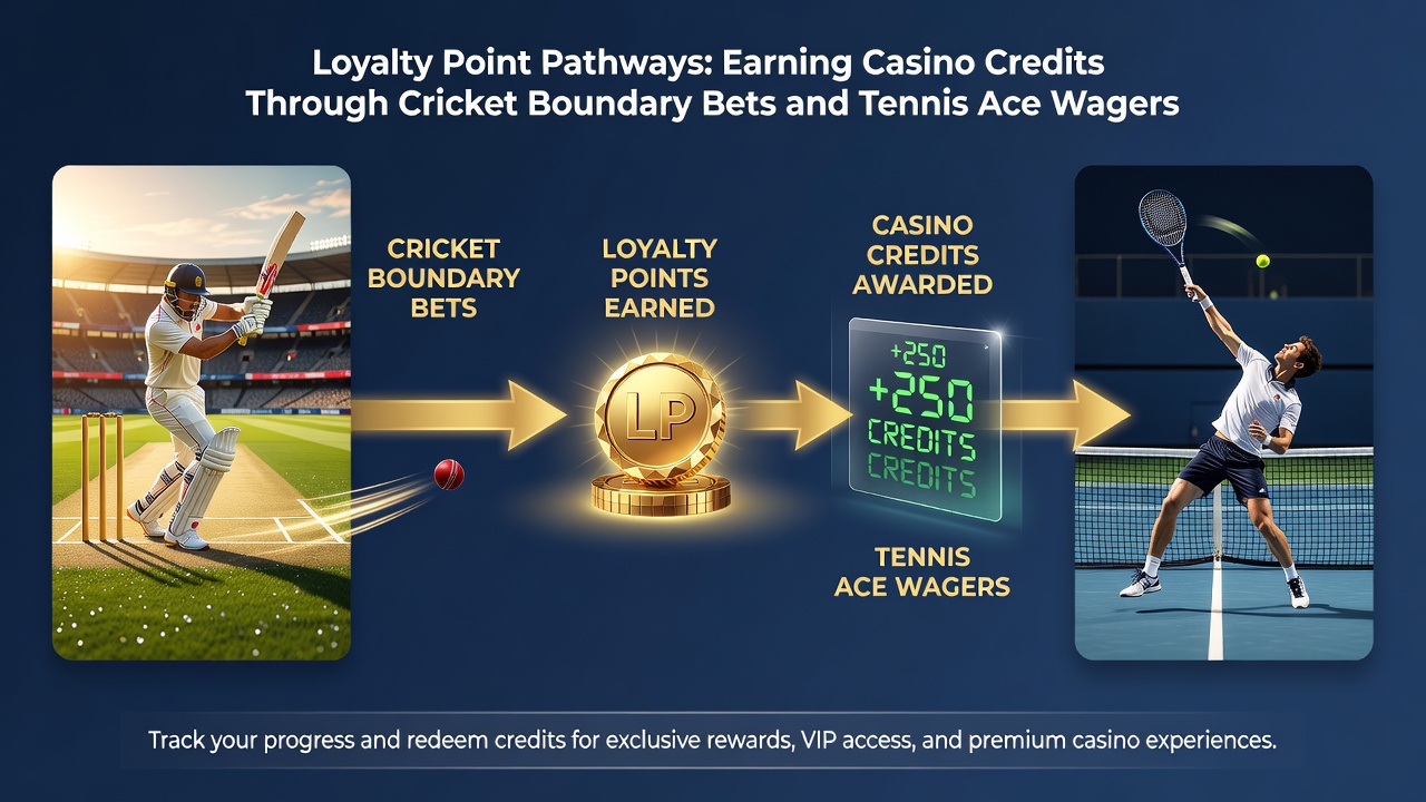 Tennis ace wager interface showing loyalty point conversion to casino credits at a reviewed bookmaker