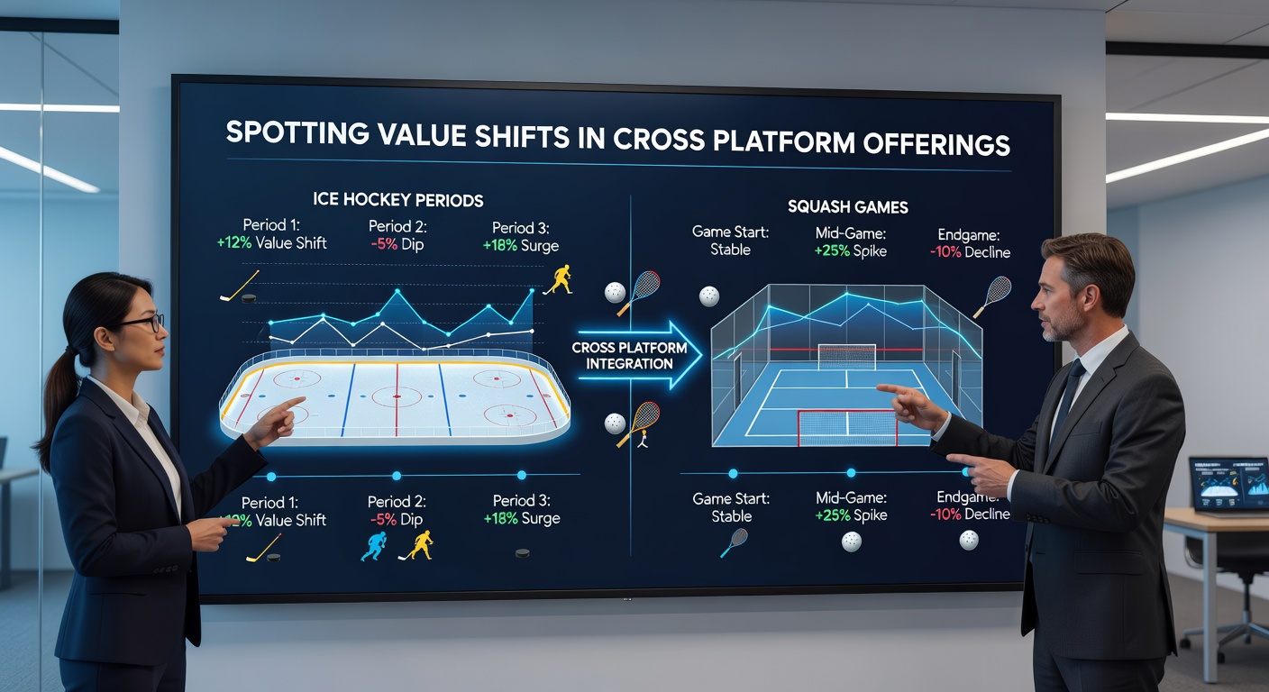 Comparison chart showing odds movement for hockey periods and squash games on different betting platforms
