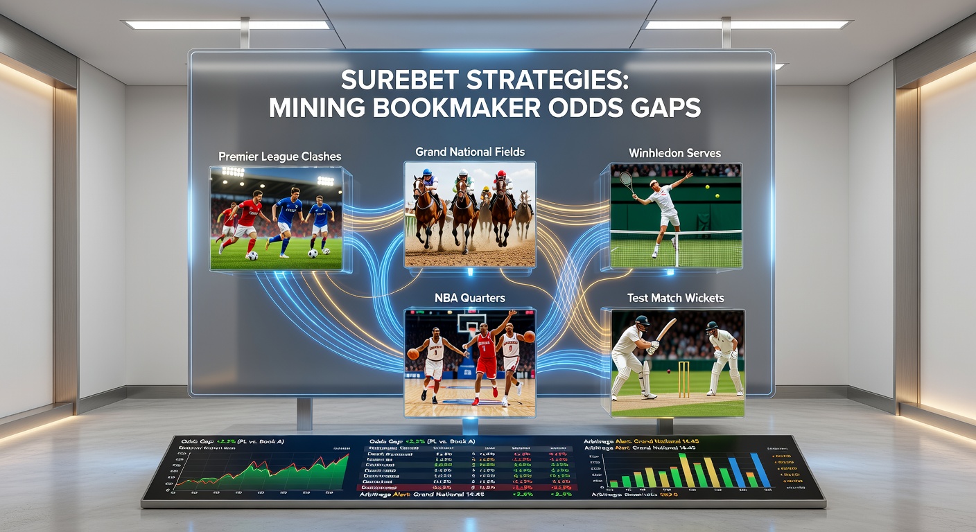 Bookmakers displaying varying odds for a Premier League match, highlighting potential surebet opportunities across home, draw, and away markets