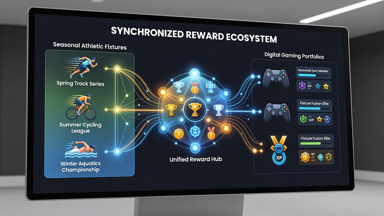 Detailed view of reward synchronization between athletic events and gaming portfolios