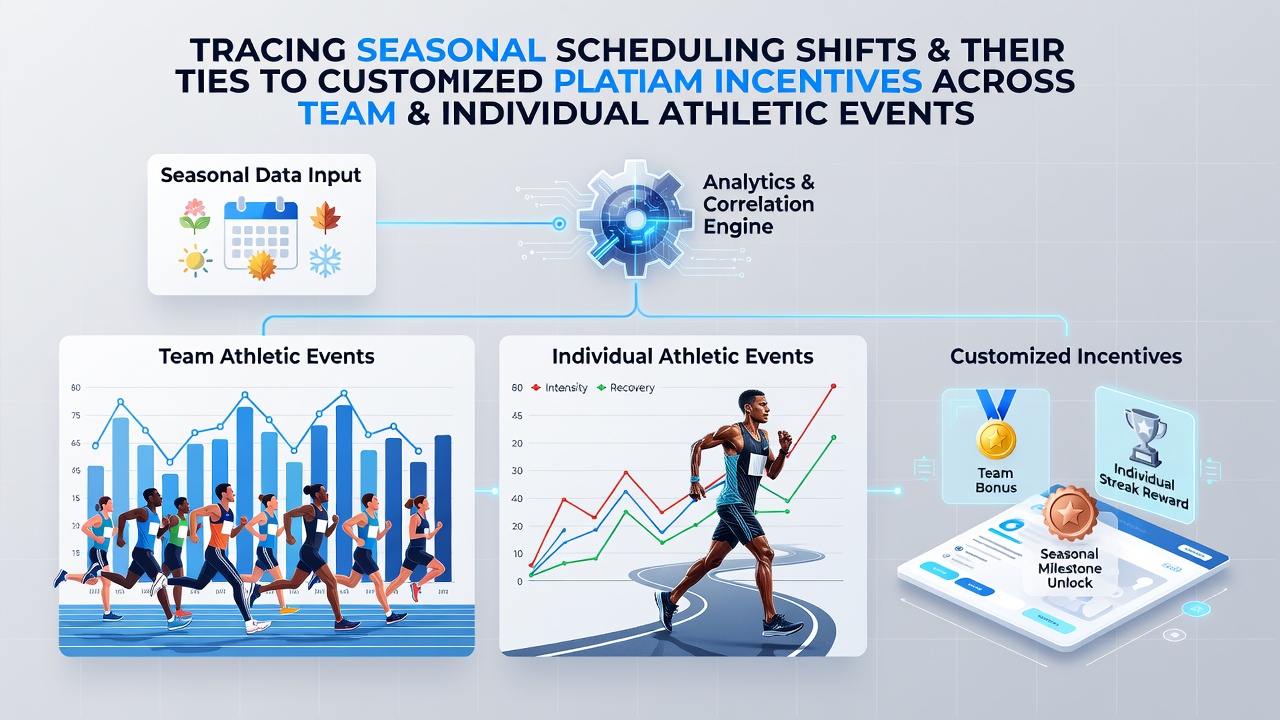 Seasonal sports scheduling visualization showing team and individual athletic events across different platforms